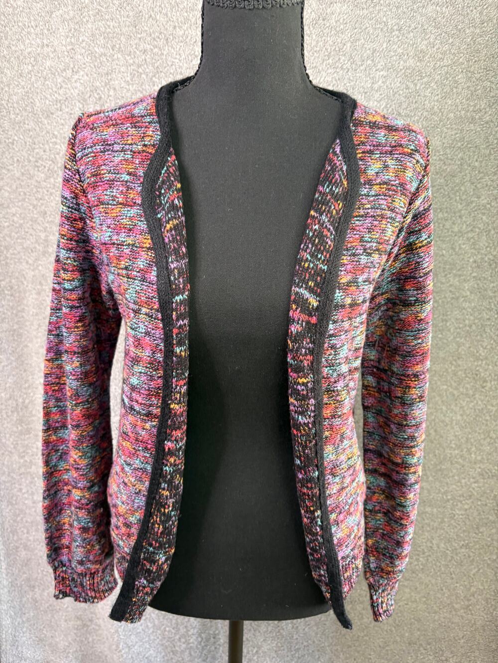 Vintage Lucia 90s Coogi Style Multicolor Cotton Cardigan USA